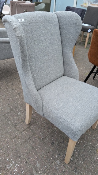 Eetkamer fauteuil boucle, Zazuhome, Grijs / Chroom